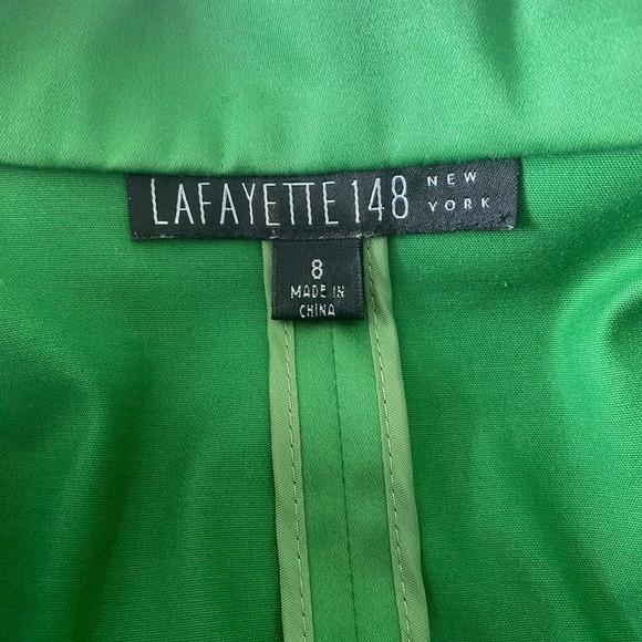 Lafayette 148 2 Piece Outfit Green Jacket and skirt- Sz 8 - Picture 9 of 10